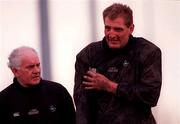 4 December 2000; Gary Longwell pictured with Brian O'Brien after getting injured during training at the ALLSA Sportsgrounds in Dublin Airport, Dublin. Photo by Aoife Rice/Sportsfile