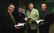 6 December 2000; Pictured at the launch of the 'Information for Players'  booklet are l to r; Dessie Donnelly, Antrim,  Kieran McKeever, Derry, GAA President, Sean McCague and Paul Coulter, Down. Photo by Ray McManus/Sportsfile