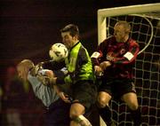 8 December 2000; Shelbourne goalkeeper Steve Williams in action against Gary O'Neill of Bohemians during the Eircom League Premier Division match between Bohemians and Shelbourne at Dalymount Park in Dublin. Photo by David Maher/Sportsfile