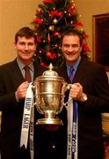 11 December 2000; Stephen Kenny, the Longford Town manager, left,  and Derek Mountfield, manager Cork City pictured after the FAI Harp Cup draw at the  Green Isle Hotel, Dublin. Soccer. Picture credit; Ray McManus/SPORTSFILE *EDI*