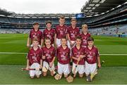 6 September 2015; The Galway team, back row, left to right, David Forde, Charleville C.B.S., Charleville, Co. Cork, Thomas Ryan, St. Pius X B.N.S., Terenure, Dublin 6W, Jack Redmond Manley, St. Joseph’s N.S., Glenealy, Co. Wicklow, James Duggan, Carrick P.S., Warrenpoint, Co. Down, John Farrington, St. Mary’s B.N.S., Rathfarnham, Co. Dublin, front row, left to right, Noel King, Clea P.S., Keady, Co. Armagh, Adam English, Doon C.B.S., Doon, Co. Limerick, Pádraig Hynes, Knockanore N.S., Co. Waterford, Alex Connaire, Scoil Éanna, Loughrea, Co. Galway, and Mark Dowd, Fermoyle N.S., Lanesboro, Co. Longford, before the Cumann na mBunscol INTO Respect Exhibition Go Games 2015 at Kilkenny v Galway - GAA Hurling All-Ireland Senior Championship Final. Croke Park, Dublin. Picture credit: Dáire Brennan / SPORTSFILE