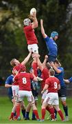 11 September 2015; Sean O'Leary, Munster, wins possession in a lineout against Will Connors, Leinster. U20 Interprovincial Rugby Championship, Round 2, Munster v Leinster, The Mardyke, Cork. Picture credit: Matt Browne / SPORTSFILE