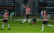 11 September 2015; Derry City's Ryan McBride, centre, celebrates after scoring his side's first goal. Irish Daily Mail FAI Senior Cup, Quarter-Final, Derry City v Cork City, Brandywell Stadium, Derry. Picture credit: Oliver McVeigh / SPORTSFILE