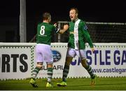 11 September 2015; Bray Wanderers' David Scully, right, celebrates with team-mate David Cassidy after scoring his side's second goal. Irish Daily Mail FAI Senior Cup, Quarter-Final, Bray Wanderers v Killester United, Carlisle Grounds, Bray, Co Wicklow. Picture credit: Piaras Ó Mídheach / SPORTSFILE