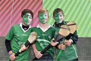 12 September 2015; Limerick supporters Caimin Hannon, aged 12, left, Eric Stritch, aged 11, centre, and Donal Hannon, aged 14, all from Castletroy, Co. Limerick, before the game. Bord Gais Energy GAA Hurling All-Ireland U21 Championship Final, Limerick v Wexford, Semple Stadium, Thurles, Co. Tipperary. Picture credit: Diarmuid Greene / SPORTSFILE
