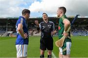 12 September 2015; Referee David Hughes performs the coin toss between team captains Gavin Weir, left, Wicklow, and James Andrews, Meath. Bord Gais Energy GAA Hurling All-Ireland U21 B Championship Final, Meath v Wicklow, Semple Stadium, Thurles, Co. Tipperary. Picture credit: Brendan Moran / SPORTSFILE