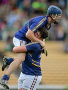 12 September 2015; Wicklow players Marc Lennon, left, and Jim Doyle celebrate after the final whistle. Bord Gais Energy GAA Hurling All-Ireland U21 B Championship Final, Meath v Wicklow, Semple Stadium, Thurles, Co. Tipperary. Picture credit: Brendan Moran / SPORTSFILE