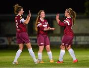 12 September 2015; Sorcha Ní Bhraonáin, Galway WFC, right, celebrates scoring her side's sixth goal with team-mates Shauna Fox, left, and Ciara Lynagh. Continental Tyres Women's National League, Castlebar Celtic v Galway WFC, Celtic Park, Castlebar, Co. Mayo. Picture credit: Piaras Ó Mídheach / SPORTSFILE