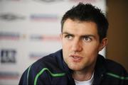 27 March 2009; Northern Ireland's Aaron Hughes during a press conference ahead of their 2010 FIFA World Cup Qualifier against Poland on Saturday. Hilton Hotel, Templepatrick, Co. Antrim. Picture credit: Oliver McVeigh / SPORTSFILE *** Local Caption ***