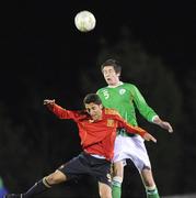 27 March 2009; Darren Dennehy, Republic of Ireland, in action against Ivan Bolaco, Spain. U21 International Friendly, Republic of Ireland v Spain. RSC, Waterford. Picture credit; Matt Browne / SPORTSFILE