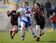 27 March 2009; Shauna McAuliffe, St Josephs, in action against Heather Walsh, Scoil Muire agus Padraig. Pat the Baker Post Primary Schools Senior C Final, St Josephs, Abbeyfeale v Scoil Muire agus Padraig, Swinford, St Rynaghs, Banagher, Co. Offaly. Picture credit: Brian Lawless / SPORTSFILE