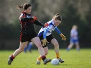 27 March 2009; Shonagh Rowley, Scoil Muire agus Padraig, in action against Sorcha McNulty, St Josephs. Pat the Baker Post Primary Schools Senior C Final, St Josephs, Abbeyfeale v Scoil Muire agus Padraig, Swinford, St Rynaghs, Banagher, Co. Offaly. Picture credit: Brian Lawless / SPORTSFILE