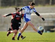27 March 2009; Lorraine Scanlon, St Josephs, in action against Melissa Coleman, Scoil Muire agus Padraig. Pat the Baker Post Primary Schools Senior C Final, St Josephs, Abbeyfeale v Scoil Muire agus Padraig, Swinford, St Rynaghs, Banagher, Co. Offaly. Picture credit: Brian Lawless / SPORTSFILE