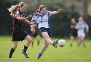 27 March 2009; Shauna Cahill, St Josephs, in action against Linda Kenny, Scoil Muire agus Padraig. Pat the Baker Post Primary Schools Senior C Final, St Josephs, Abbeyfeale v Scoil Muire agus Padraig, Swinford, St Rynaghs, Banagher, Co. Offaly. Picture credit: Brian Lawless / SPORTSFILE