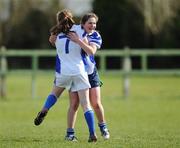 27 March 2009; Shauna Cahill, right, celebrates with team-mate Meabh Roche at the end of extra-time. Pat the Baker Post Primary Schools Senior C Final, St Josephs, Abbeyfeale v Scoil Muire agus Padraig, Swinford, St Rynaghs, Banagher, Co. Offaly. Picture credit: Brian Lawless / SPORTSFILE