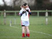 27 March 2009; Loretto players Eimer Feerick and Clare Mairead Rice, right, console each other after defeat. Pat the Baker Post Primary Schools Senior A Final, Loretto, Fermoy v Convent of Mercy, Roscommon, St Rynaghs, Banagher, Co. Offaly. Picture credit: Brian Lawless / SPORTSFILE