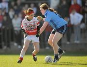 27 March 2009; Jenny Sheehan, Loretto, in action against Edel Menton, Convent of Mercy. Pat the Baker Post Primary Schools Senior A Final, Loretto, Fermoy v Convent of Mercy, Roscommon, St Rynaghs, Banagher, Co. Offaly. Picture credit: Brian Lawless / SPORTSFILE