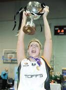 28 March 2009; Sligo All Stars captain Louise Harte lifts the Division 1 trophy after the game. Basketball Ireland’s Women’s Division One Final, Sligo All Stars v Scruffy St. Paul’s, Aura Complex, Letterkenny, Co. Donegal. Picture credit: Brendan Moran / SPORTSFILE