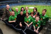 28 March 2009; Prizewinner Philip Creane, second from left, with former Republic of Ireland international John Aldridge and friends and family soaking up the atmosphere ahead of the Ireland v Bulgaria 2010 FIFA World Cup Qualifying Match. Philip was chosen as the lucky winner of an eircom competition which resulted in him winning an evening in the corporate box with 9 of his friends and family. 2010 FIFA World Cup Qualifier, Republic of Ireland v Bulgaria, Croke Park, Dublin. Picture credit: Stephen McCarthy / SPORTSFILE
