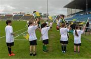 12 September 2015; The Meath team run out past the flagbearers before the game. Bord Gais Energy GAA Hurling All-Ireland U21 B Championship Final, Meath v Wicklow, Semple Stadium, Thurles, Co. Tipperary. Picture credit: Brendan Moran / SPORTSFILE
