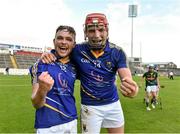 12 September 2015; Wicklow's Padraig Doran, left, and Padraig Doyle, celebrate after victory over Meath. Bord Gais Energy GAA Hurling All-Ireland U21 B Championship Final, Meath v Wicklow, Semple Stadium, Thurles, Co. Tipperary. Picture credit: Diarmuid Greene / SPORTSFILE