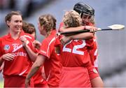13 September 2015; Amy O'Connor, right, Cork, celebrates with Jennifer Hosford at the end of the game. Liberty Insurance All Ireland Senior Camogie Championship Final, Cork v Galway. Croke Park, Dublin. Picture credit: David Maher / SPORTSFILE