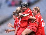13 September 2015; Amy O'Connor, right, Cork, celebrates with Jennifer Hosford at the end of the game. Liberty Insurance All Ireland Senior Camogie Championship Final, Cork v Galway. Croke Park, Dublin. Picture credit: David Maher / SPORTSFILE