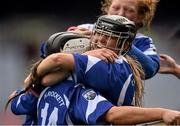13 September 2015; Claire Murphy, centre, Waterford,  celebrates with Niamh Rockett at the end of the game. All Ireland Intermediate Camogie Championship Final, Kildare v Waterford. Croke Park, Dublin. Picture credit: David Maher / SPORTSFILE