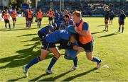 12 September 2015; Leinster players, including Noel Reid, left, and James Tracy, warm up ahead of the game. Guinness PRO12, Round 2, Leinster v Cardiff Blues. RDS, Ballsbridge, Dublin. Picture credit: Stephen McCarthy / SPORTSFILE