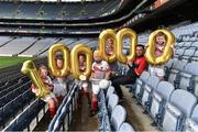 14 September 2015; Kellogg’s GAA Cúl Camps football ambassador and Donegal footballer Karl Lacey with, from left, Siobhan Cassidy-Fagan, Sam Walsh, Aoife Penrose, Scott Ramsay, Kinga Elekes and Christopher Mulligan pictured at the announcement of a record breaking summer for Kellogg’s GAA Cul Camps. 102,384 boys and girls attended camps nationwide during July and August marking a 15% increase in participation on last year and a 54% increase on the first camps in 2006. Croke Park, Dublin. Picture credit: Matt Browne / SPORTSFILE