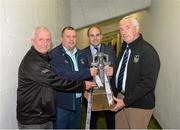 12 September 2015; From left to right, Limerick GAA PRO Eamonn Phelan, Limerick U21 liason officer Eamon O'Neill, Limerick GAA secretary Michael O'Riordan, and Limerick GAA chairman Oliver Mann celebrate with the Cross of Cashel trophy after victory over Wexford. Bord Gais Energy GAA Hurling All-Ireland U21 Championship Final, Limerick v Wexford, Semple Stadium, Thurles, Co. Tipperary. Picture credit: Diarmuid Greene / SPORTSFILE