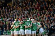 12 September 2015; The Limerick team gather together in a huddle before the game. Bord Gais Energy GAA Hurling All-Ireland U21 Championship Final, Limerick v Wexford, Semple Stadium, Thurles, Co. Tipperary. Picture credit: Diarmuid Greene / SPORTSFILE
