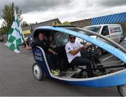 12 September 2015; Limerick supporters Conor O'Malley, left, and Donal Hannon, aged 14, from Castletroy, Co. Limerick, on an eco-bike in the Bord Gais Energy fanzone before the game. Bord Gais Energy GAA Hurling All-Ireland U21 Championship Final, Limerick v Wexford, Semple Stadium, Thurles, Co. Tipperary. Picture credit: Diarmuid Greene / SPORTSFILE