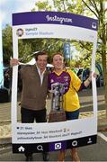 12 September 2015; Wexford supporter Caitriona Murphy, from Ferns, Co. Wexford, gets an 'instagram' photograph with Marty Morrissey in the Bord Gais Energy fanzone before the game. Bord Gais Energy GAA Hurling All-Ireland U21 Championship Final, Limerick v Wexford, Semple Stadium, Thurles, Co. Tipperary. Picture credit: Diarmuid Greene / SPORTSFILE