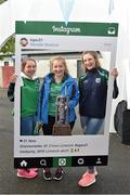 12 September 2015; Limerick supporters Emer Kirby, from Lough Gur, Jane Kirby, from Knockainey, and Ava Hartigan, from Lough Gur, Co. Limerick, get an 'instagram' picture taken in the Bord Gais Energy fanzone before the game. Bord Gais Energy GAA Hurling All-Ireland U21 Championship Final, Limerick v Wexford, Semple Stadium, Thurles, Co. Tipperary. Picture credit: Diarmuid Greene / SPORTSFILE