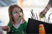 12 September 2015; Aoife Liston, aged 4, from Castlemahon, Co. Limerick, gets her face painted in the Bord Gais Energy fanzone before the game. Bord Gais Energy GAA Hurling All-Ireland U21 Championship Final, Limerick v Wexford, Semple Stadium, Thurles, Co. Tipperary. Picture credit: Diarmuid Greene / SPORTSFILE