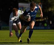 12 September 2015; Garry Ringrose, Leinster, escapes the attention of Rhys Patchell, Cardiff Blues. Guinness PRO12, Round 2, Leinster v Cardiff Blues. RDS, Ballsbridge, Dublin. Picture credit: Stephen McCarthy / SPORTSFILE