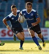 12 September 2015; Isa Nacewa with the support of his Leinster team-mate Noel Reid. Guinness PRO12, Round 2, Leinster v Cardiff Blues. RDS, Ballsbridge, Dublin. Picture credit: Stephen McCarthy / SPORTSFILE