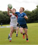12 September 2015; Conor Dunne, Leinster, gathers the ball ahead of Michael Savage, Ulster - U18 Clubs to score a try. Ulster v Leinster - U18 Clubs - Clubs Interprovincial Rugby Championship Round 2, Rainey RFC, Magherafelt, Derry. Picture credit: Oliver McVeigh / SPORTSFILE
