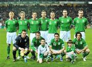 28 March 2009; Republic of Ireland team, back row left to right, Paul Mcshane, Kevin Doyle, Keith Andrews, Kevin Kilbane, Glenn Whelan, John O'Shea, Richard Dunne, front row left to right, Shay Given, Aiden McGeady, Robbie Keane and Stephen Hunt. 2010 FIFA World Cup Qualifier, Republic of Ireland v Bulgaria, Croke Park, Dublin. Picture credit: David Maher / SPORTSFILE