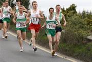 29 March 2009; The leading pack at the start of the race, from left to right, Richie Corcoran, Raheny Shamrocks A.C, eventual winner, Mark Christie, Mullingar Harriers A.C, Vinnie Mulvey, Raheny Shamrocks A.C and Sean Hehir, Rathfarnham WSAF A.C.,  in action during the race. 40th Dunboyne 4 Mile Road Race and Fun Run, Dunboyne, Co. Meath. Picture credit: Tomas Greally / SPORTSFILE