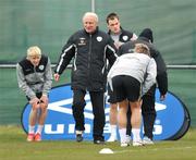 30 March 2009; Republic of Ireland manager Giovanni Trapattoni with Andy Keogh, left, during squad training ahead of their 2010 FIFA World Cup Qualifier against Italy on Wednesday. Gannon Park, Malahide, Co. Dublin. Picture credit: David Maher / SPORTSFILE