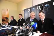 30 March 2009; Denis Walsh, right, at a press conference where he was introduced as the new Cork senior hurling manager shares a joke with Cork County Board Chairman Jerry O'Sullivan as John Fenton, left, and Jimmy Barry Murphy, Appointments Committee, look on. Cork Hurling Press Conference, Rochestown Park Hotel, Cork. Picture credit: Stephen McCarthy / SPORTSFILE