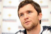 30 March 2009; Northern Ireland's Damien Johnston speaking to the media during a press conference ahead of their 2010 FIFA World Cup Qualifier match against Slovenia on Wednesday. Hilton Hotel, Templepatrick, Co. Antrim. Picture credit: Oliver McVeigh / SPORTSFILE