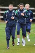 31 March 2009; Northern Ireland's George McCartney, left, Andrew Little, centre, and Ryan McGivern in action during squad training ahead of their 2010 FIFA World Cup Qualifier against Slovenia on Wednesday. Northern Ireland Squad Training, Greenmount College, Antrim, Co. Antrim. Picture credit: Oliver McVeigh / SPORTSFILE