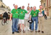 31 March 2009; Republic of Ireland supporters, left to right, Aiden Mullen, Dublin, Phil Brennan, Dublin, John Dowling, Dublin, Eamonn Coughlan, Dublin, Finbarr O'Driscoll, Cork, and John Brennan, Dublin, in Bari, Italy ahead of the 2010 FIFA World Cup Qualifier against Italy on Wednesday. Republic of Ireland Fans in Italy, Bari, Italy. Picture credit: David Maher / SPORTSFILE