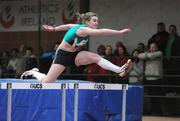 29 March 2009; Ciara Giles Doran, Ferrybank AC, on her way to winning the Girls U15 60m hurdles final during the Woodie’s DIY Juvenile Indoor Championships. Nenagh, Co. Tipperary. Picture credit: Pat Murphy / SPORTSFILE