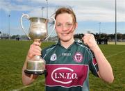 29 March 2009; St Marys Captaiin, Joline Donnelly, with the Lynch cup. Lynch Cup Final, Dublin Insitute of Technology v St Marys, Belfast, UUJ, Jordanstown, Shore Road, Newtownabbey, Co. Antrim. Picture credit: Oliver McVeigh / SPORTSFILE