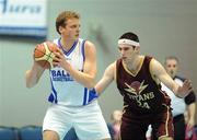 28 March 2009; Deaglan Campbell, Ballon BC, in action against Paul Freeman, Titans. Basketball Ireland's Men's Division One Final, Titans, Galway v Ballon BC, Carlow, Aura Complex, Letterkenny, Co. Donegal. Picture credit: Brendan Moran / SPORTSFILE