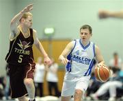 28 March 2009; Mazvydas Cepliauskas, Ballon BC, in action against Conall Mac Michael, Titans. Basketball Ireland's Men's Division One Final, Titans, Galway v Ballon BC, Carlow, Aura Complex, Letterkenny, Co. Donegal. Picture credit: Brendan Moran / SPORTSFILE